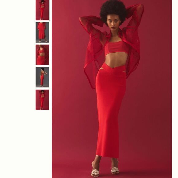 Anthropologie Maeve Ribbed Knit Cutout Skirt - Picture 1 of 4